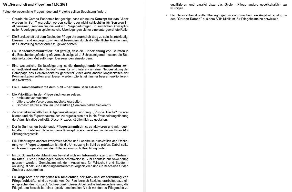Protokoll AG Gesundheit und Pflege 11.03.2021